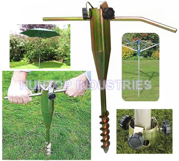 Heavy Duty Screw in Metal Ground Spike Base for Rotary Washing Line Papasol